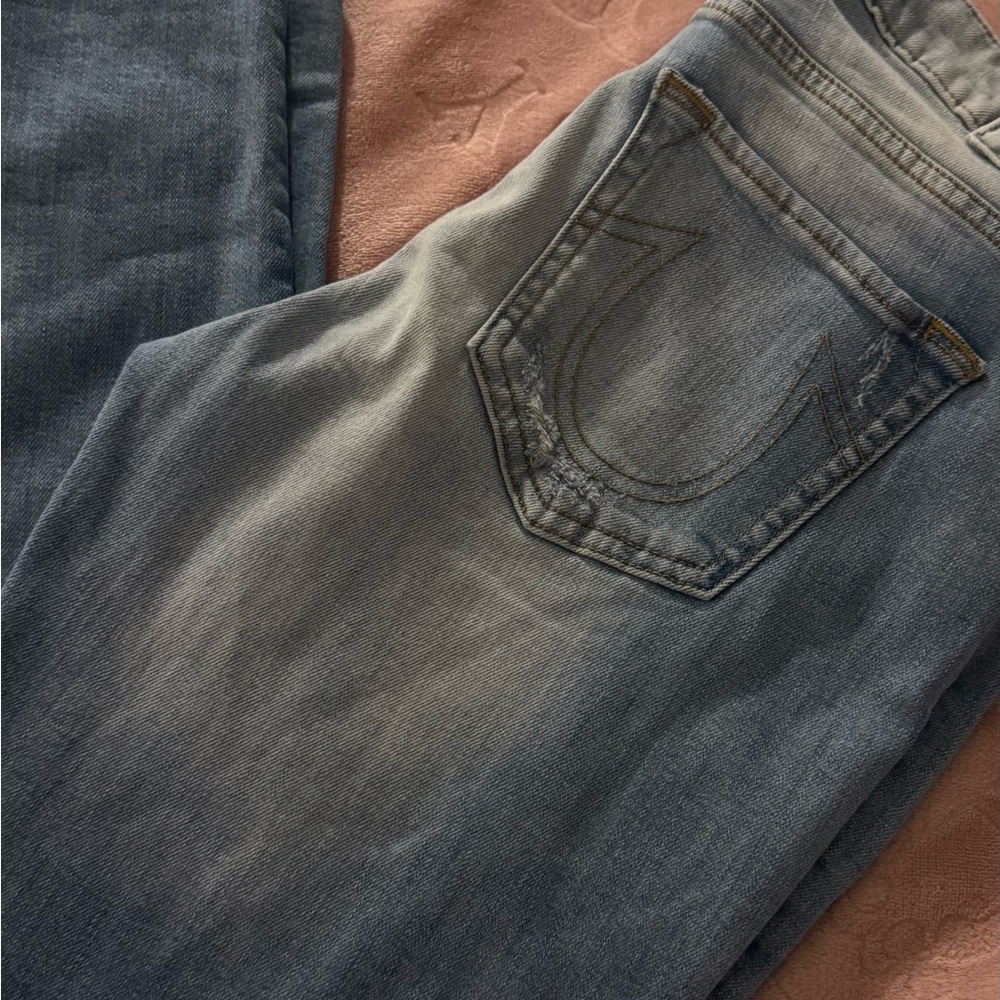 True Religion Light Blue Denim Jeans with Contrast Stitch